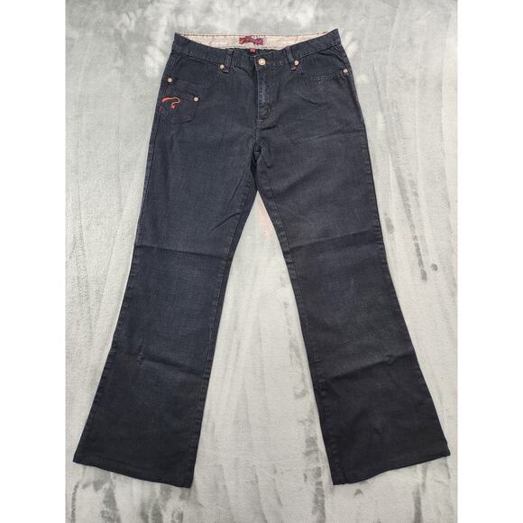 Vintage Fetish Low Rise Flare Leg Denim Jeans Size 13/14 Blue Dark Wash Stretch - Picture 1 of 13